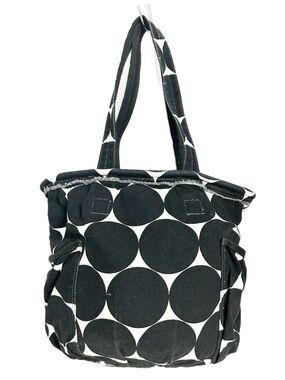 Thirty One Retro Metro Bag Black White PolkaDot Pattern Tote Shoulder Bag Straps